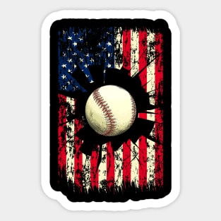 Patriotic Baseball 4th Of July Men USA American Flag Boys Mens Sticker